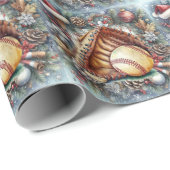 Baseball Weihnachten mit Geschenken und Ball Geschenkpapier (Rolleneckpunkt)