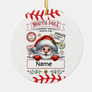 Baseball Weihnachten mit Niedlichem Weihnachtsmann Keramik Ornament