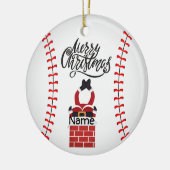 Baseball Weihnachten mit Niedlichem Weihnachtsmann Keramik Ornament (Links)