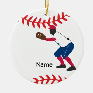 Baseball Weihnachten mit Niedlichem Weihnachtsmann Keramik Ornament