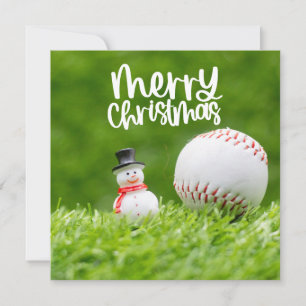 Baseball Weihnachten mit Snowman auf Grün