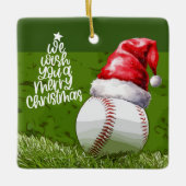 Baseball Weihnachten mit Weihnachtsmannmütze für d Keramikornament (Vorderseite)