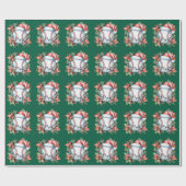 Baseball Weihnachten mit Weihnachtsmannmütze Geschenkpapier (Flach)