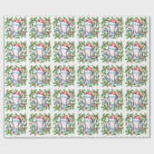 Baseball Weihnachten mit Weihnachtsmannmütze Geschenkpapier (Flach)