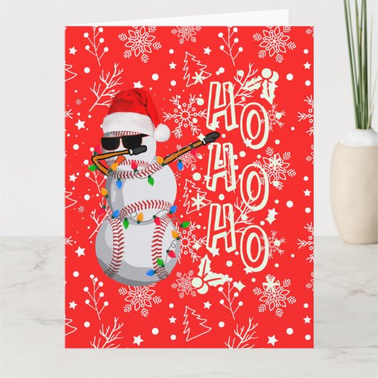 Baseball Weihnachten mit Weihnachtsmannmütze Karte (Vorderseite)