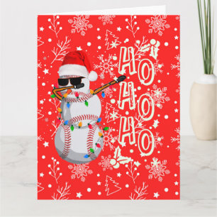 Baseball Weihnachten mit Weihnachtsmannmütze Karte