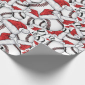 Baseball Weihnachten mit Weihnachtsmannmützen Geschenkpapier (Ecke)
