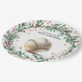 Baseball Weihnachten Pappteller (Schrägansicht)