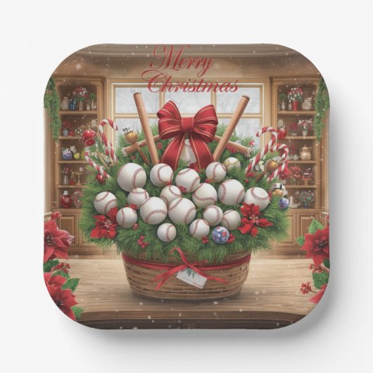 Baseball Weihnachten Pappteller (Vorderseite)