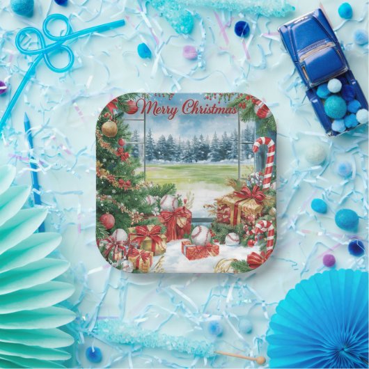 Baseball Weihnachten Pappteller (Party)