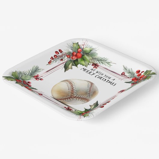 Baseball Weihnachten Pappteller (Gewinkelt)