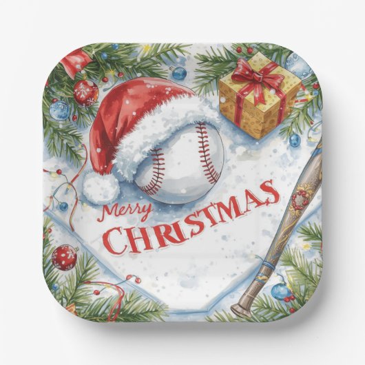 Baseball Weihnachten Pappteller (Vorderseite)