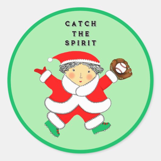 Baseball Weihnachten Runder Aufkleber (Vorderseite)