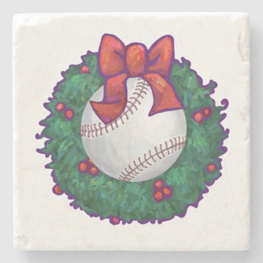 Baseball Weihnachten Steinuntersetzer (Vorderseite)