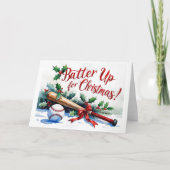 Baseball Weihnachten Thema Batter Up für Weihnacht (Vorderseite)