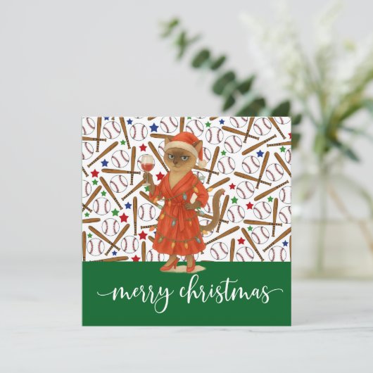 Baseball Weihnachten Thema für Cat Lovers (Stehend Vorderseite)