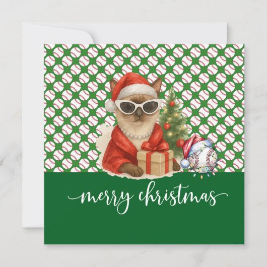 Baseball Weihnachten Thema für Cat Lovers (Vorderseite)