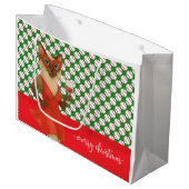 Baseball Weihnachten Thema für Cat Lovers Große Geschenktüte (Vorderseite Schrägansicht)