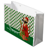 Baseball Weihnachten Thema für Cat Lovers Große Geschenktüte (Vorderseite Schrägansicht)