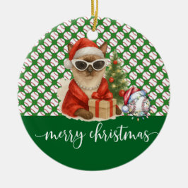 Baseball Weihnachten Thema für Cat Lovers Keramik Ornament