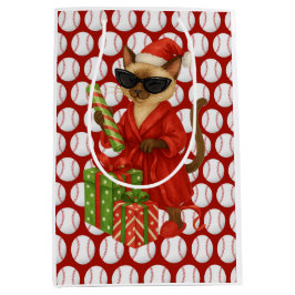 Baseball Weihnachten Thema für Cat Lovers Mittlere Geschenktüte