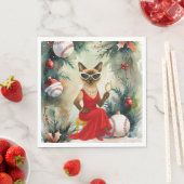 Baseball Weihnachten Thema für Cat Lovers Serviette (Beispiel)