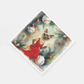 Baseball Weihnachten Thema für Cat Lovers Serviette (Ecke)
