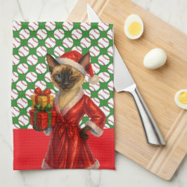 Baseball Weihnachten Thema für Katzenliebhaber Geschirrtuch