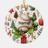 Baseball Weihnachten Thema für Kinder mit Namen Keramik Ornament (Vorne)