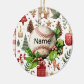 Baseball Weihnachten Thema für Kinder mit Namen Keramik Ornament (Links)