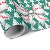 Baseball Weihnachten Thema für Spieler Geschenkpapier (Rolleneckpunkt)