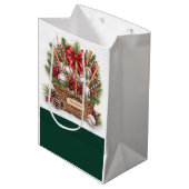 Baseball Weihnachten Thema in Bäckerei Medium Gesc Mittlere Geschenktüte (Vorderseite Schrägansicht)