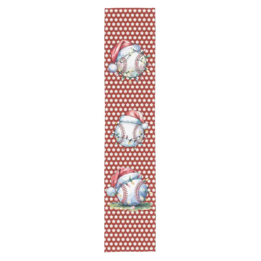 Baseball Weihnachten Thema Kurzer Tischläufer (Vorderseite)