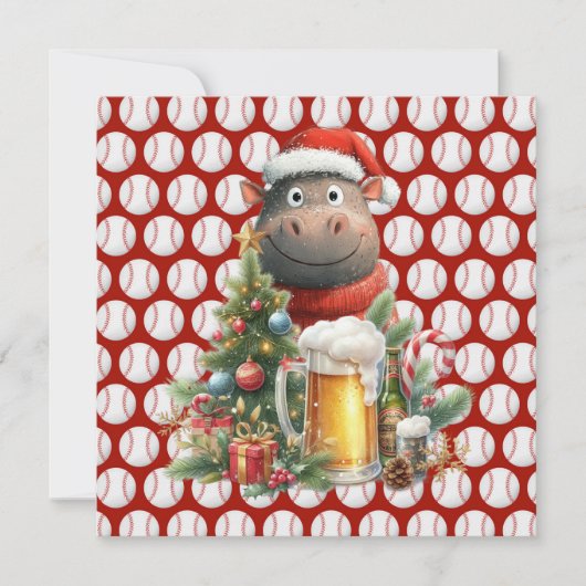 Baseball Weihnachten Thema mit Hippo (Vorderseite)