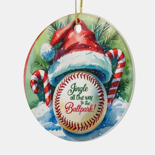 Baseball Weihnachts-Baseball Keramik Ornament (Links)