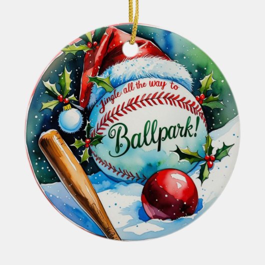 Baseball Weihnachts-Baseball Keramik Ornament (Vorne)
