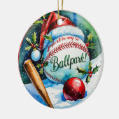 Baseball Weihnachts-Baseball Keramik Ornament (Links)