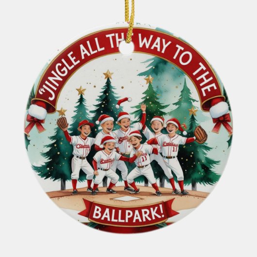Baseball Weihnachts-Baseball Keramik Ornament (Vorne)