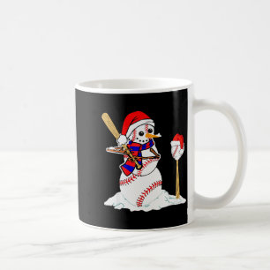 Baseball-Weihnachts-Schneemann spielt Baseball Kaffeetasse