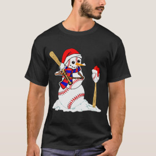 Baseball-Weihnachts-Schneemann spielt Baseball T-Shirt