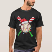 Baseball Weihnachts-Weihnachtsmannmütze Candy Cane T-Shirt (Vorderseite)