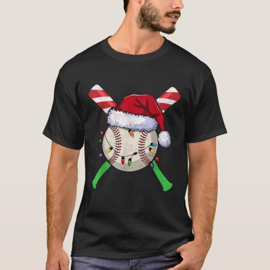 Baseball Weihnachts-Weihnachtsmannmütze Lights Can T-Shirt (Vorderseite)