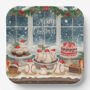 Baseball Weihnachtsbäckerei Leckereien Urlaub Pappteller
