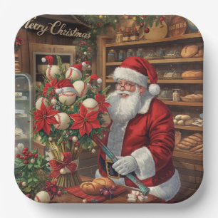 Baseball Weihnachtsbäckerei mit dem Weihnachtsmann Pappteller
