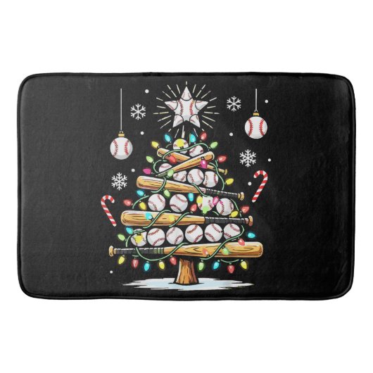 Baseball-Weihnachtsbaum Badematte (Vorderseite)