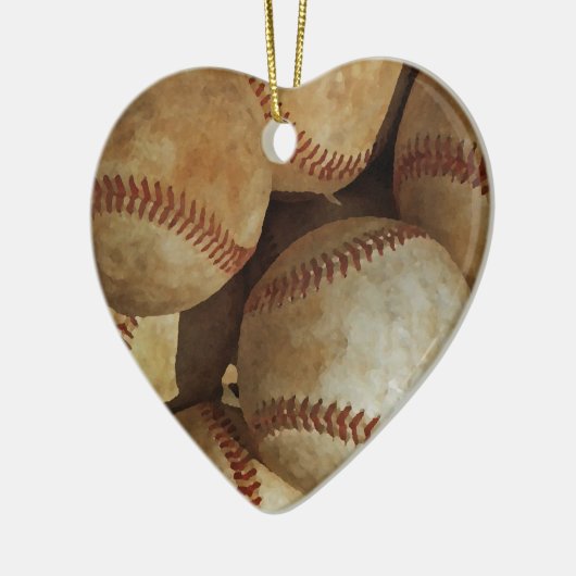 Baseball Weihnachtsbaum Keramikornament (Links)