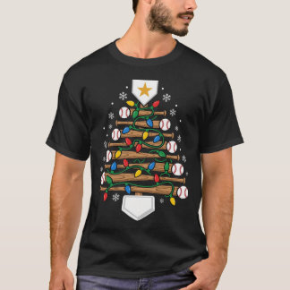 Baseball-Weihnachtsbaum-Licht Xmas Baseball-Jungen T-Shirt