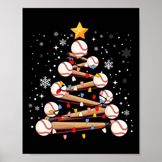 Baseball Weihnachtsbaum Light Xmas Baseball Boys K Poster (Vorne)