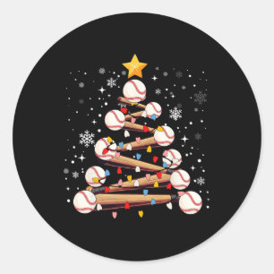 Baseball Weihnachtsbaum Light Xmas Baseball Boys K Runder Aufkleber