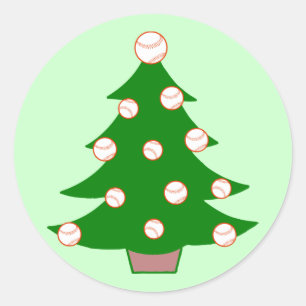 Baseball Weihnachtsbaum Runder Aufkleber
